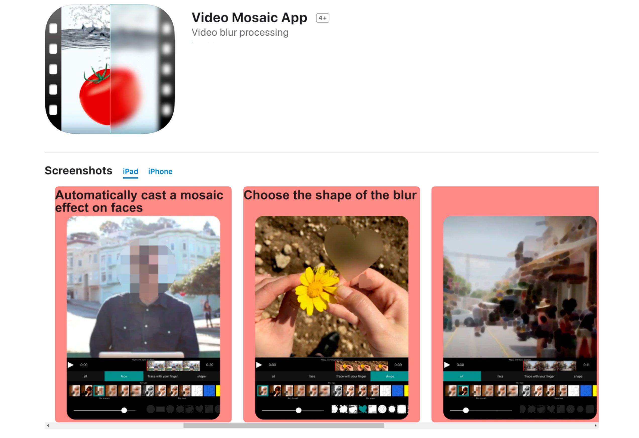 IOS 폰용 비디오 모자이크 앱으로 비디오에서 얼굴을 흐리게 하기..