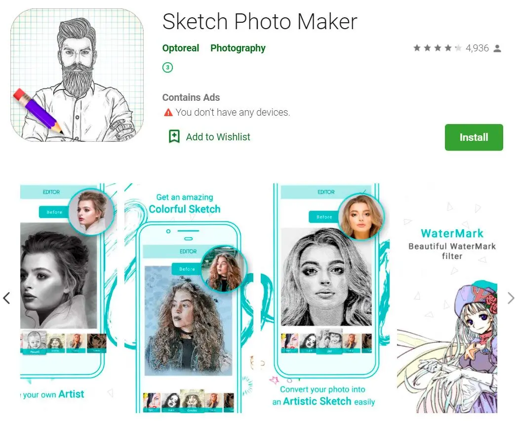 Optoreal Sketch Maker 앱..