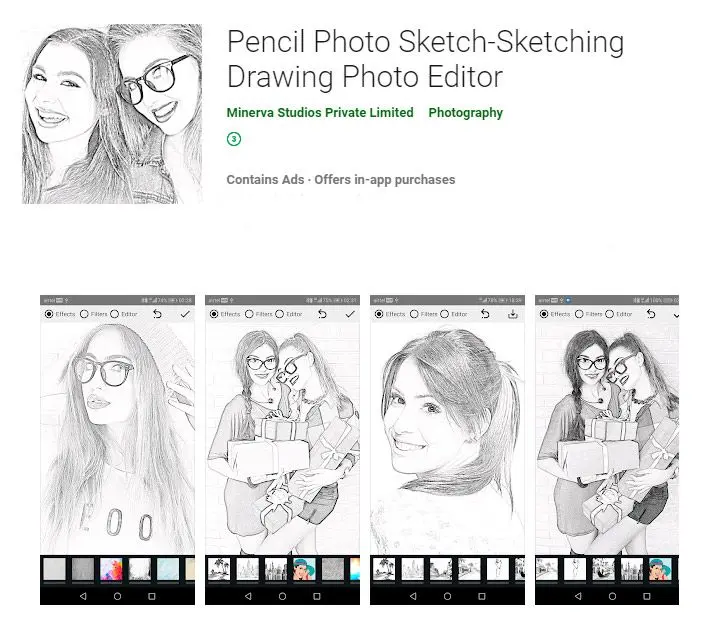 Pencil Photo Sketch Editor 앱..