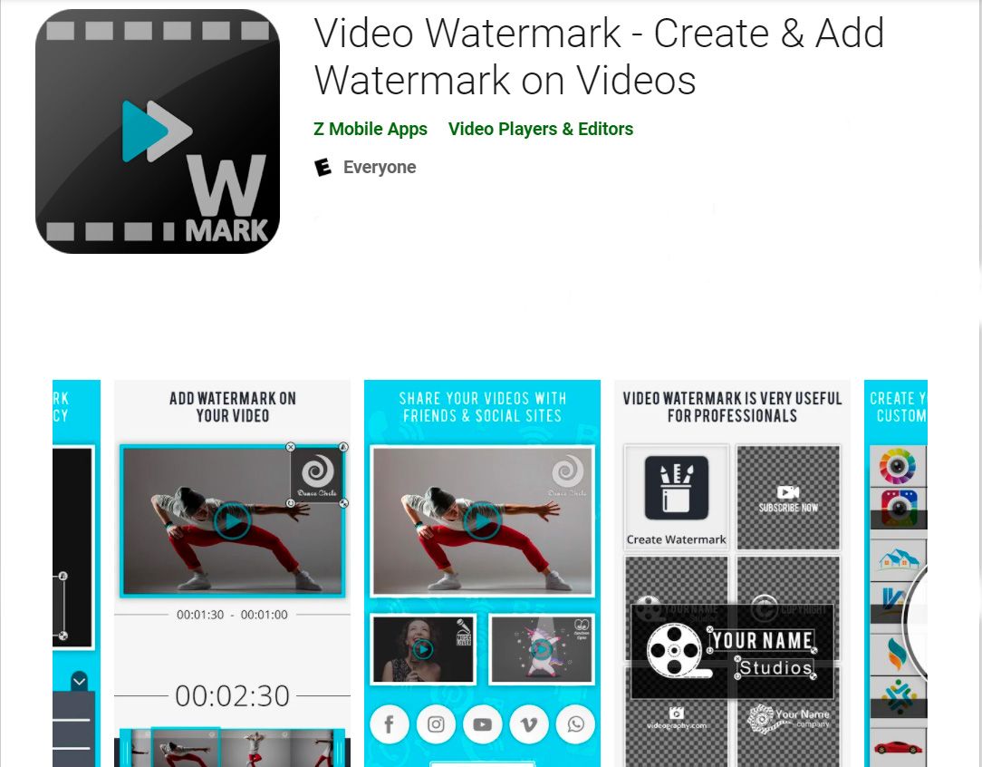 비디오 워터마크 - 비디오에 워터마크를 만들고 추가하세요..