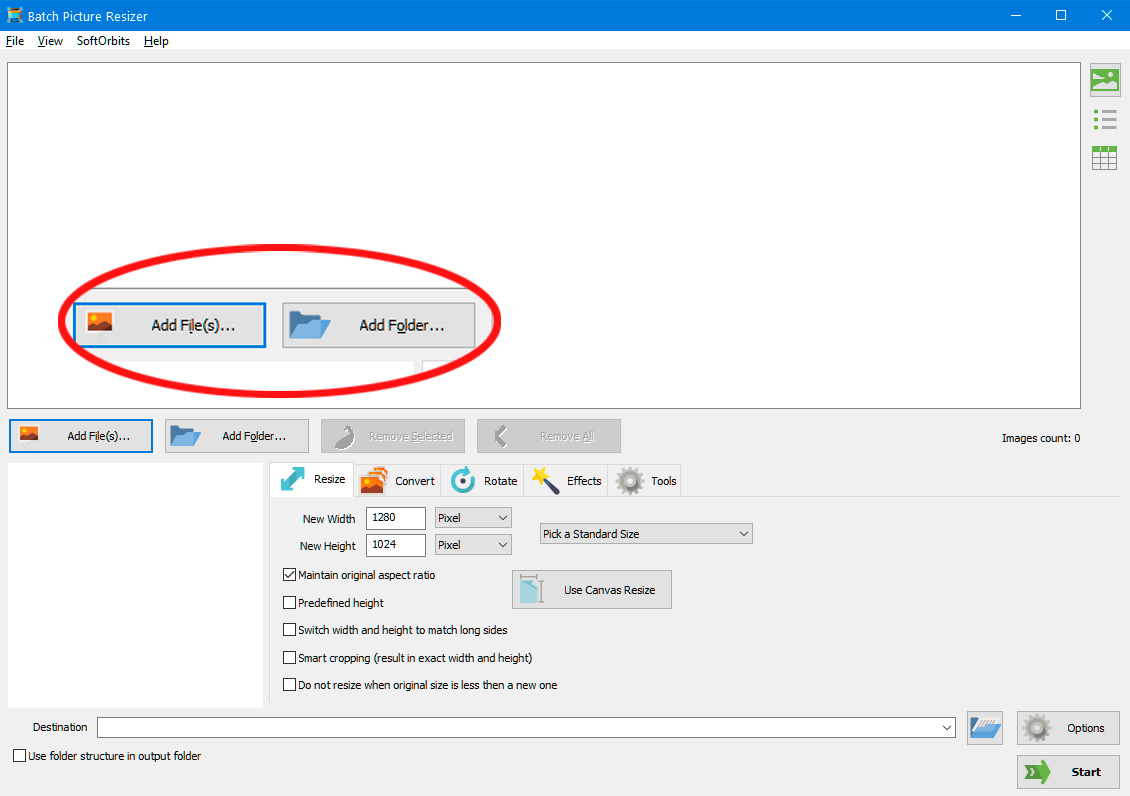 Windows 11에서 여러 이미지 크기 조정을 위해 파일 추가.