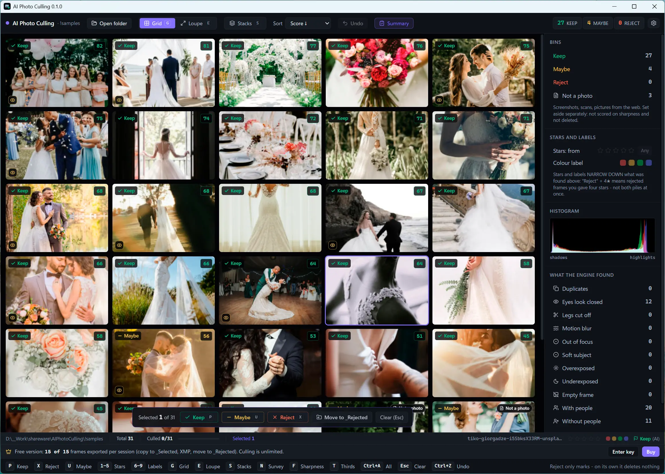 AI Photo Culling 스크린샷.