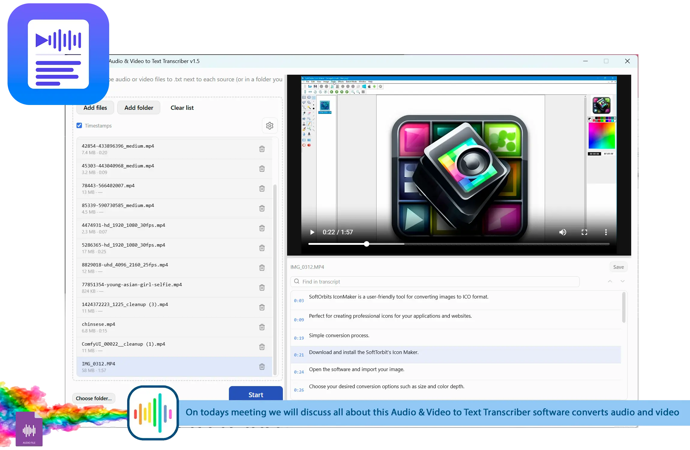 TranscribeIt: Audio & Video to Text Transcriber 스크린샷.