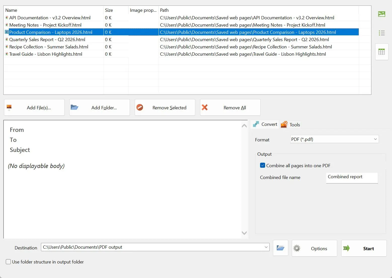 Batch HTML to PDF Converter 스크린샷.