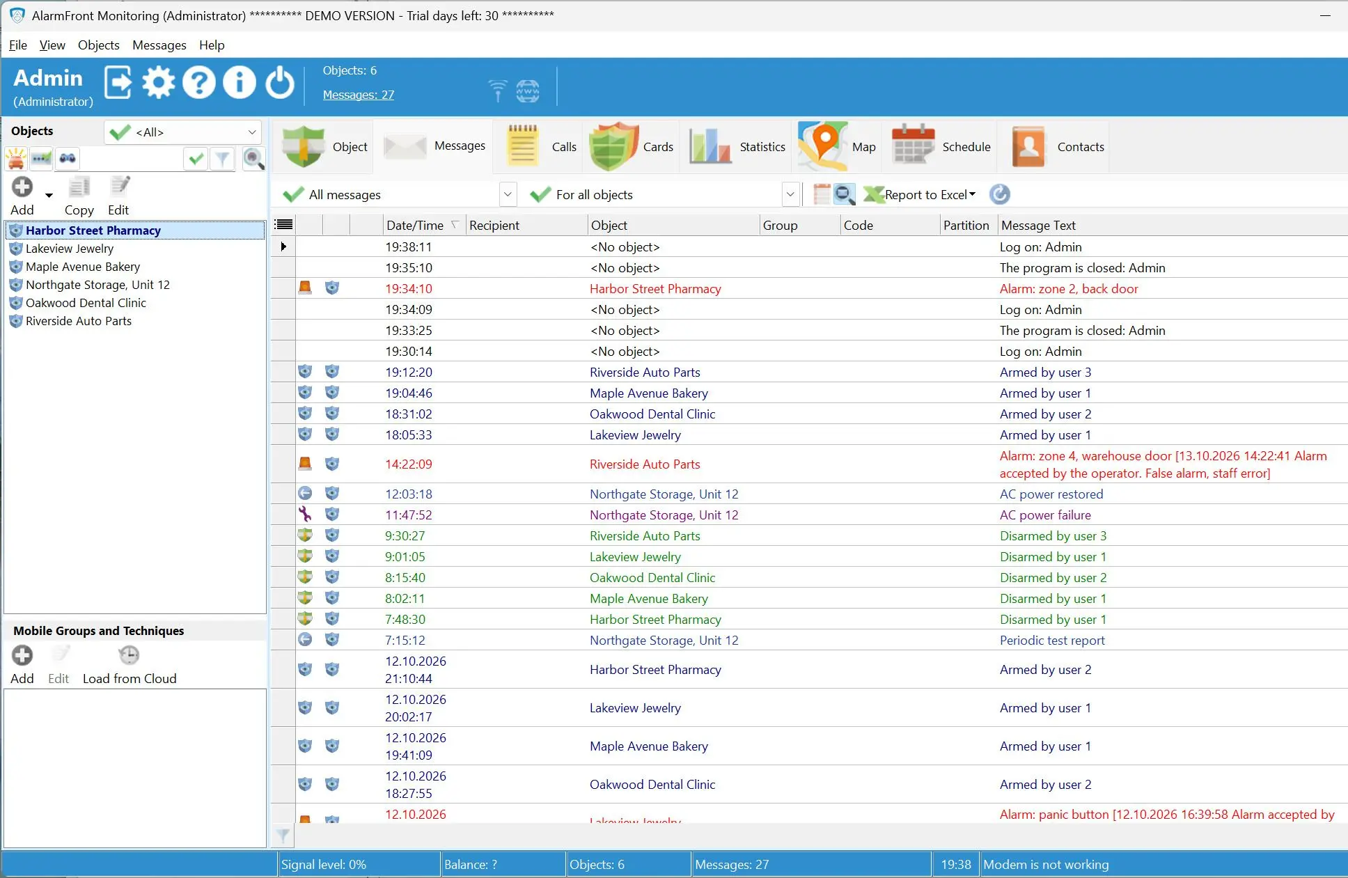 Alarm Front Monitoring 스크린샷.