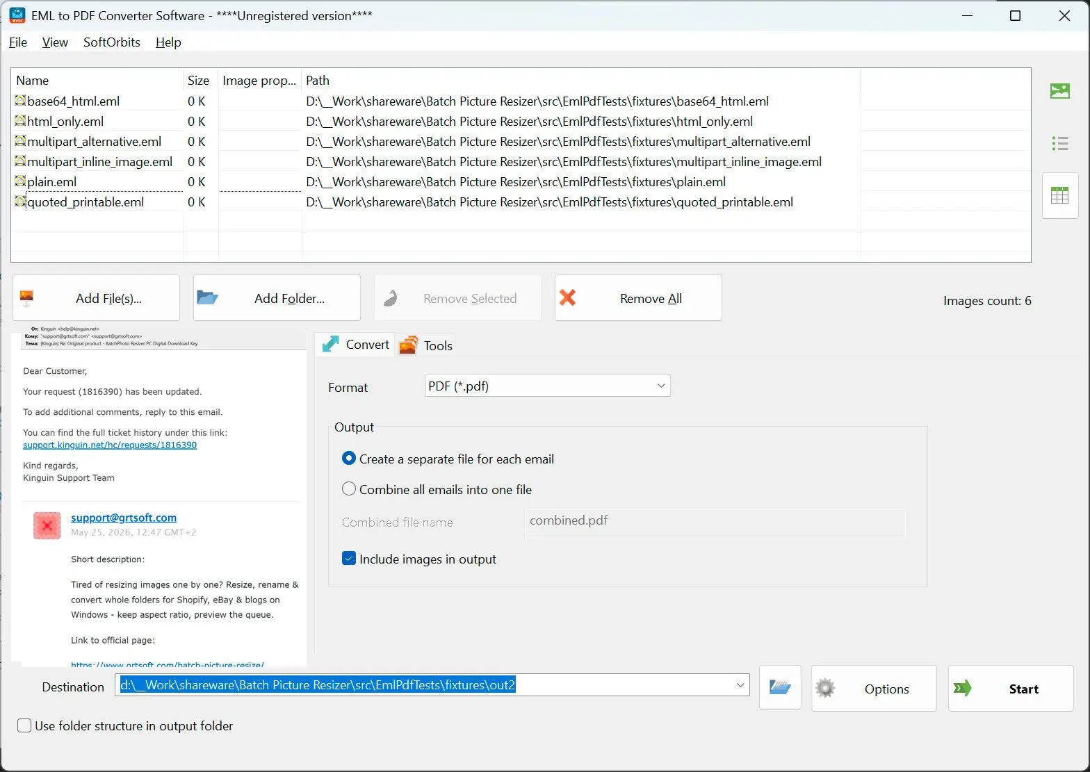 EML to PDF Converter Software 스크린샷.