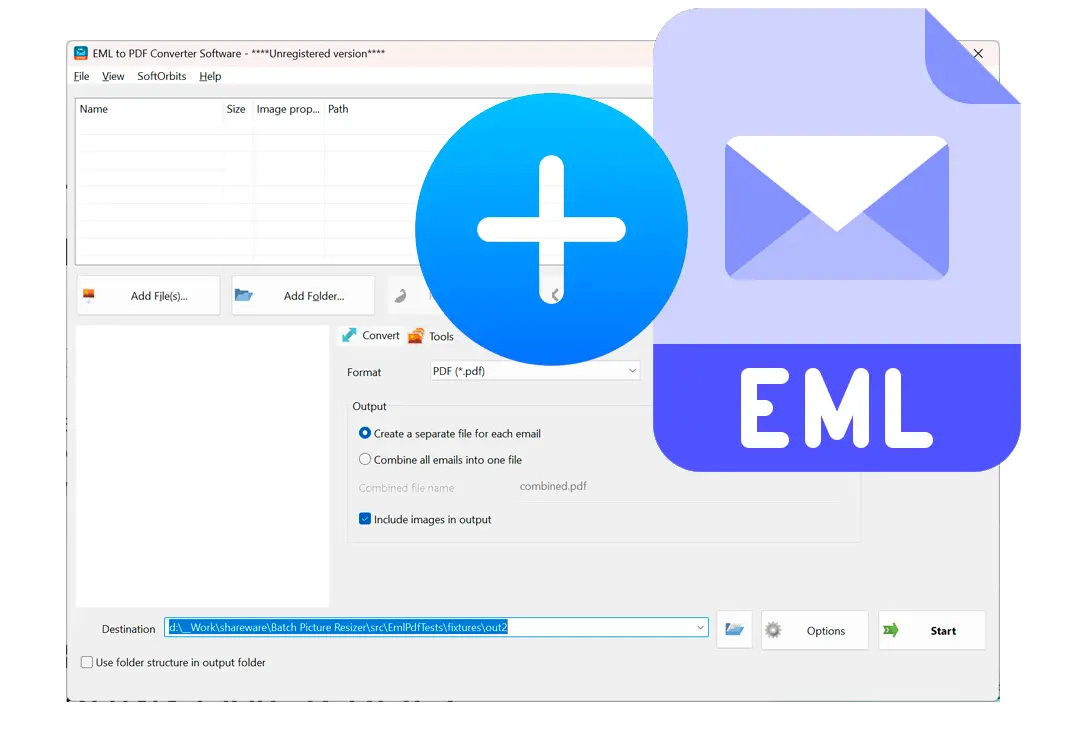 프로그램에 .EML 파일 추가.