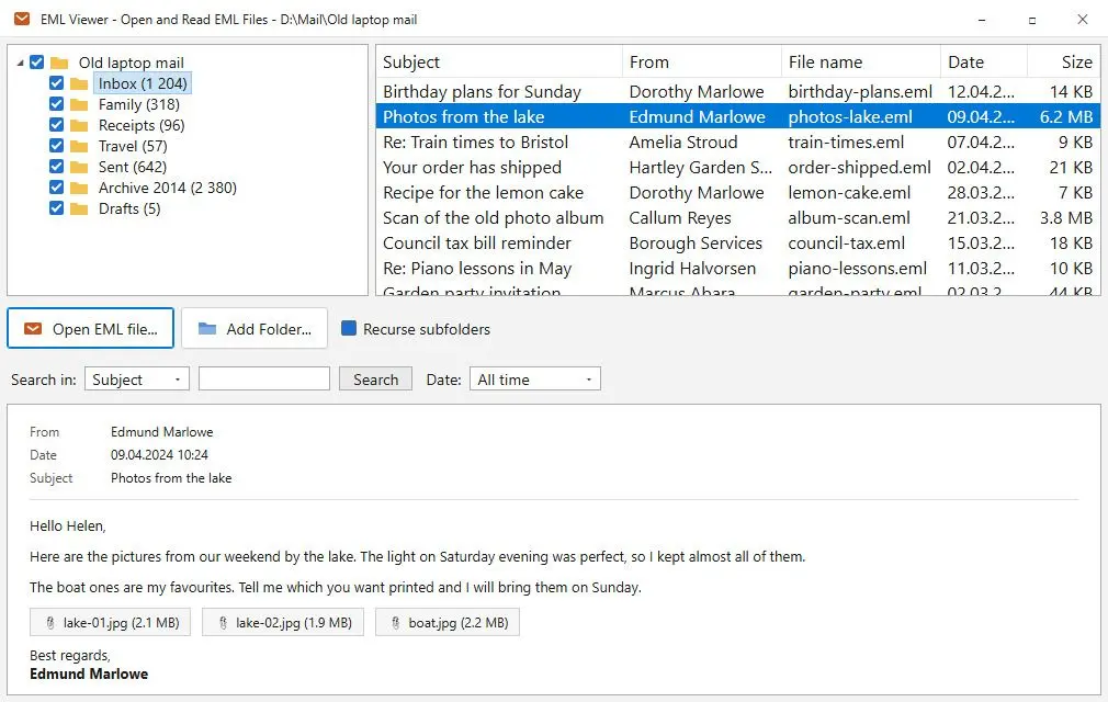 EML Viewer - Open and Read EML Files 스크린샷.