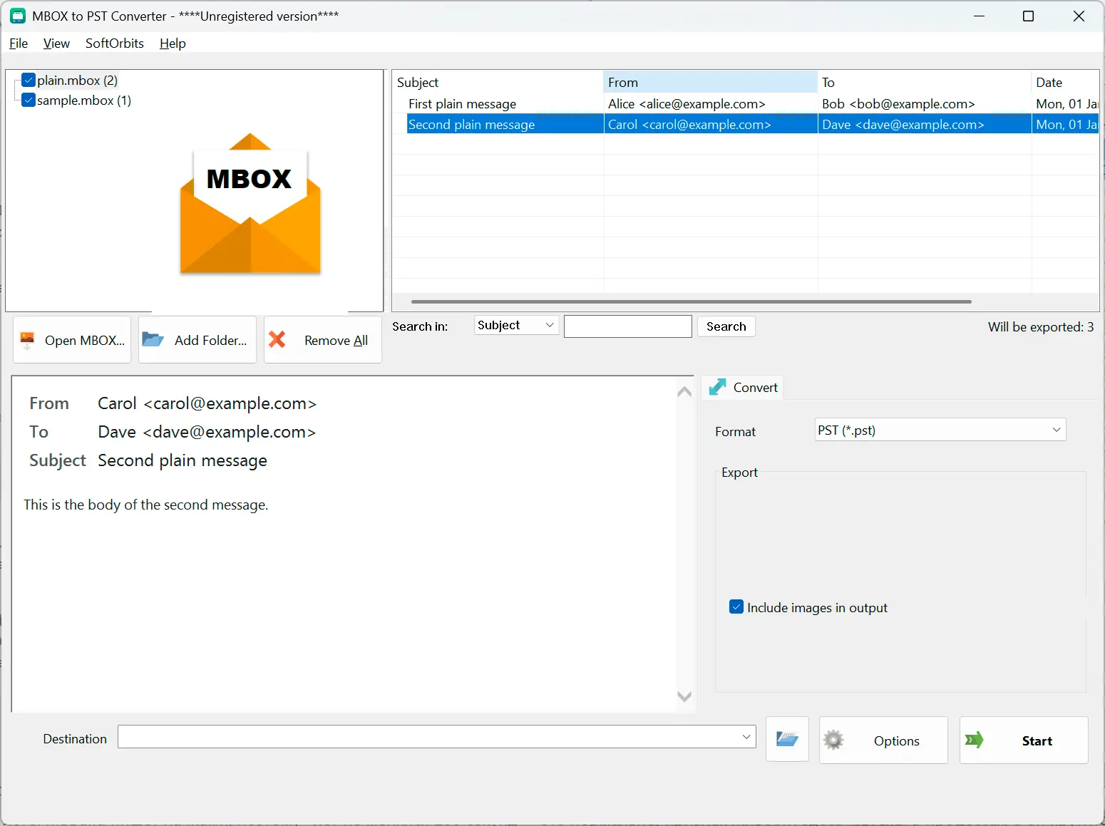 MBOX to PST Converter Software for Outlook 스크린샷.