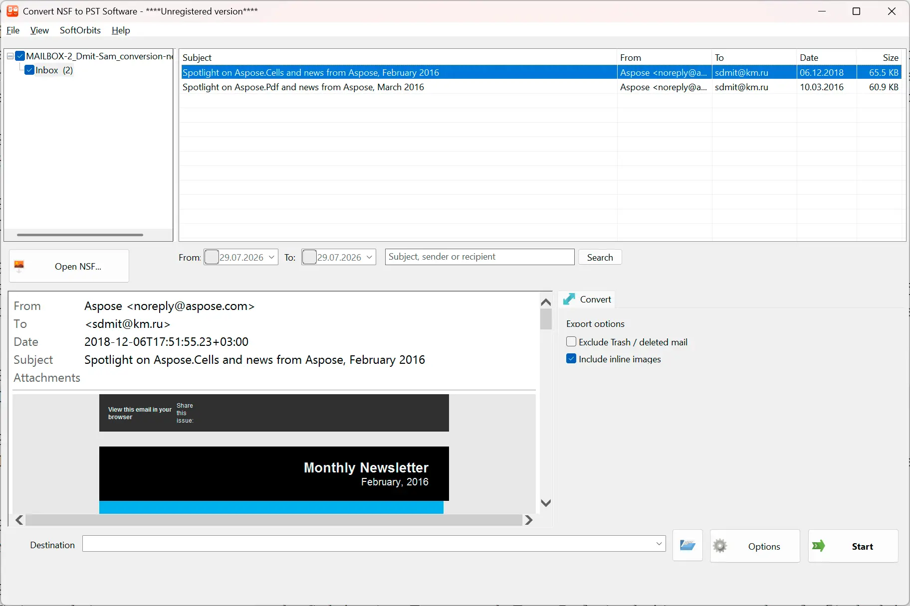 NSF to PST Converter 스크린샷.