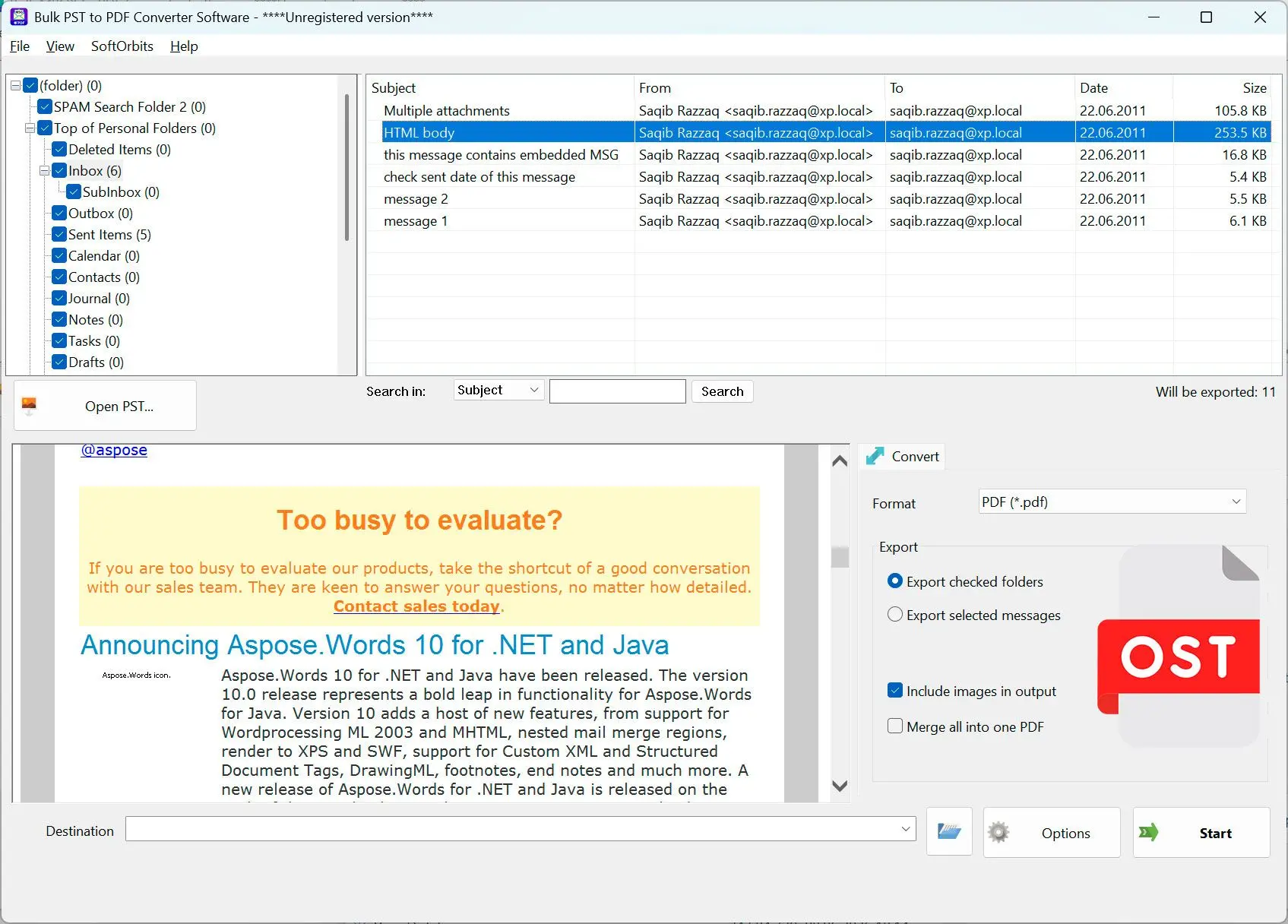 PST to PDF Converter Software 스크린샷.