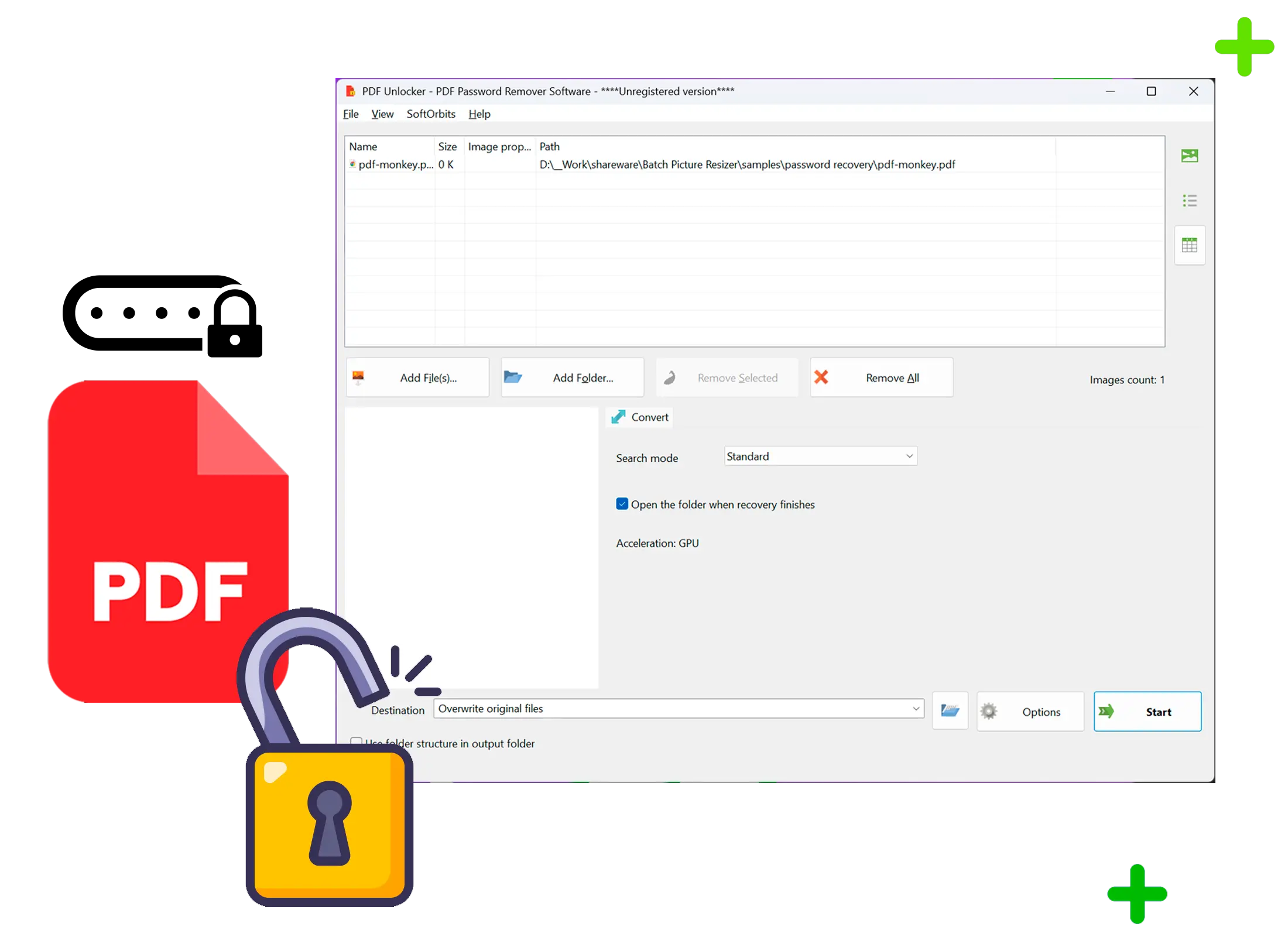 PDF Password Recovery 스크린샷.