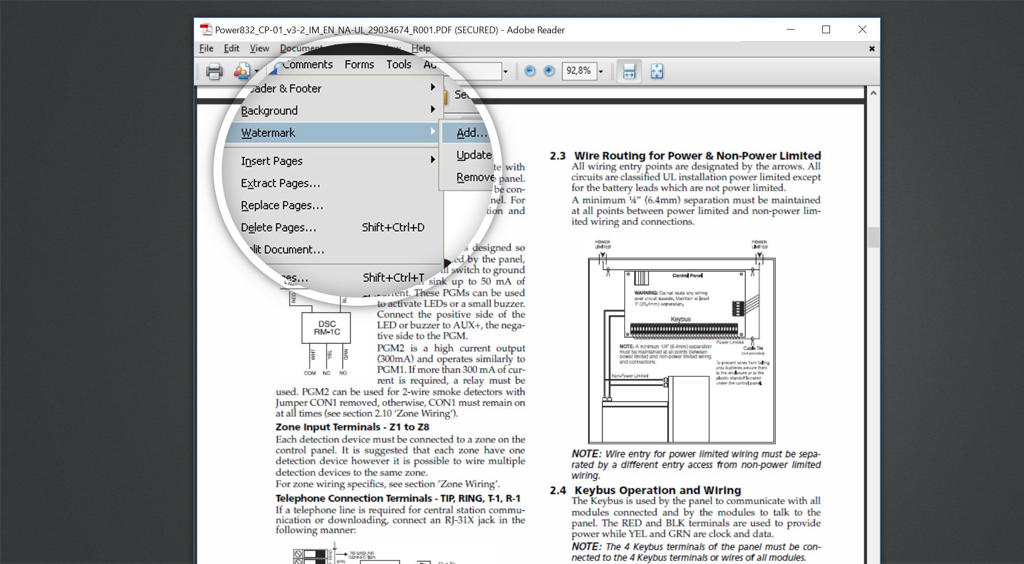 Adobe Acrobat Reader를 사용하여 PDF에서 물방울을 제거합니다..