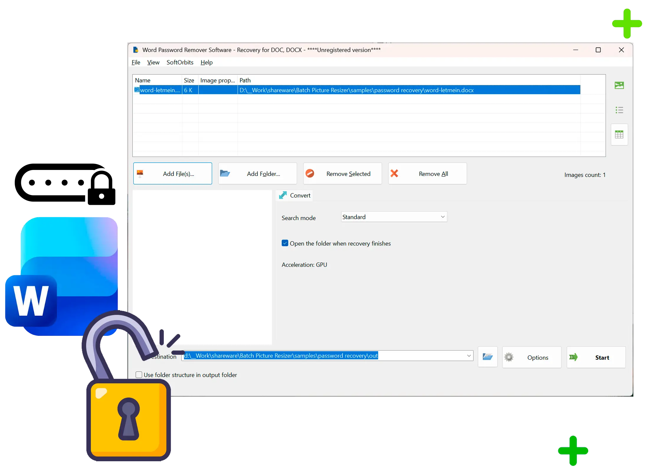 Word Password Recovery 스크린샷.